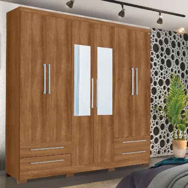 Guarda Roupa Santiago 6 Portas Rud Rack Mel