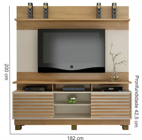 Estante home theater para tv até 60'' com suporte para tv, texas valdemóveis - Image 2