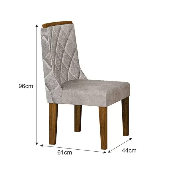 Conjunto Sala de Jantar Mesa 160cm 6 Cadeiras Pérola Leifer Freijó/Off White - Image 4