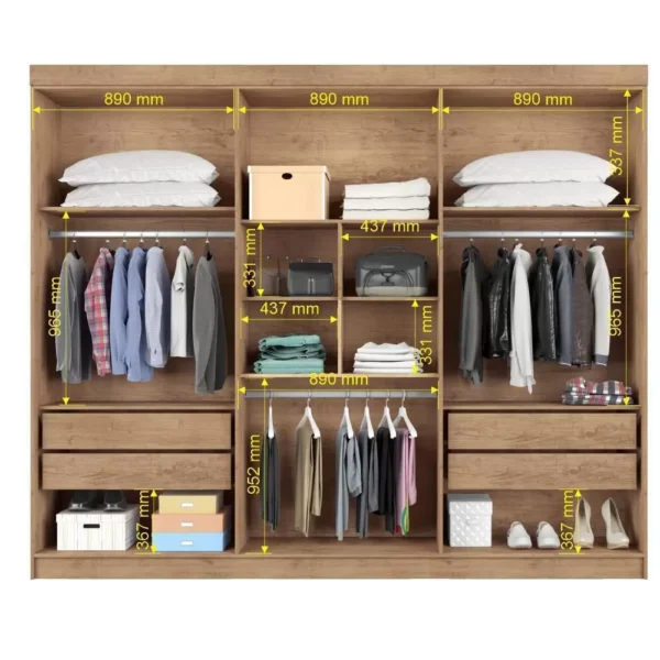 Guarda Roupa com 6 Portas 4 Gavetas Internas Itaguara Plus Conquista Moveis Amêndoa/Off White - Image 2