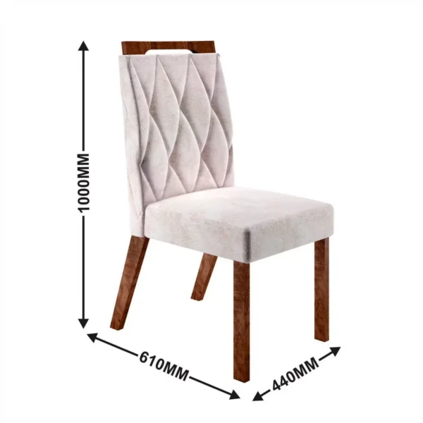 Conjunto Sala de Jantar Mesa 160cm 6 Cadeiras Pérola Leifer Freijó/Off White - Image 7