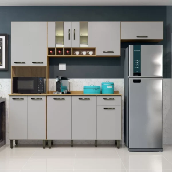 Cozinha Compacta 4 Peças Zafira Cinamomo/Off White - Valdemóveis