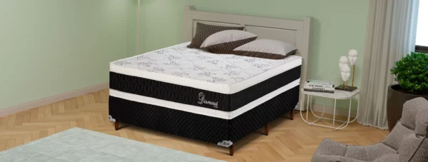 Cama Box Casal Queen Mola Ensacada Alt Colchão 28cm Diamond - Colchões Polar