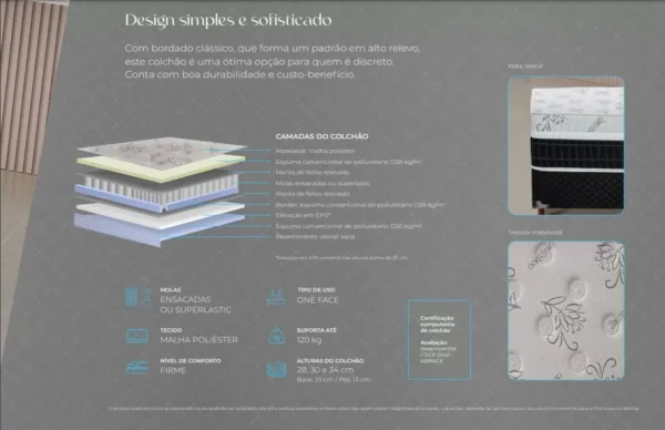 Cama Box Solteiro Mola Ensacada Altura Colchão 28cm Diamond - Colchões Polar - Image 7