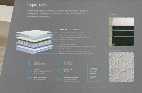 Cama Box Casal King Mola Ensacada Altura Colchão 36cm Jade - Colchões Polar - Image 3