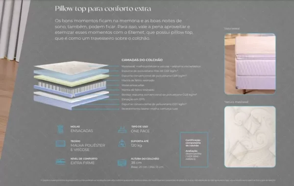 Cama Box Casal Queen Mola Ensacada Alt Colchão 38cm Eternet - Colchões Polar - Image 3