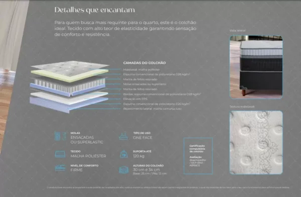 Cama Box Solteiro Mola Ensacada Altura Colchão 30cm Serenata - Colchões Polar - Image 5
