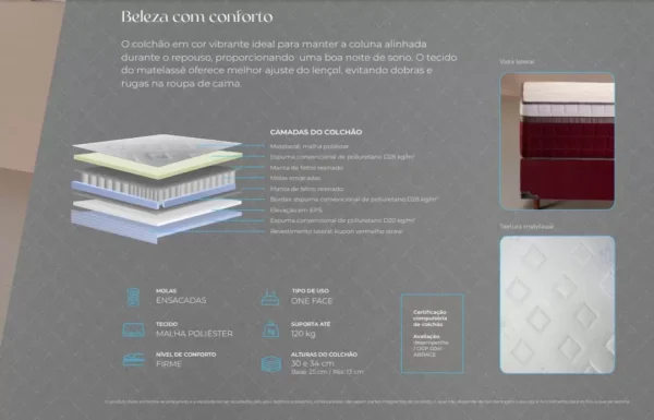Cama Box Casal Queen Mola Ensacada Altura Colchão 30cm Rubi - Colchões Polar - Image 6