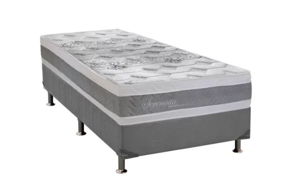 Cama Box Solteiro Mola Ensacada Altura Colchão 30cm Serenata - Colchões Polar