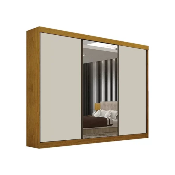 Guarda Roupa Casal com Espelho 3 Portas 6 Gavetas San Marino