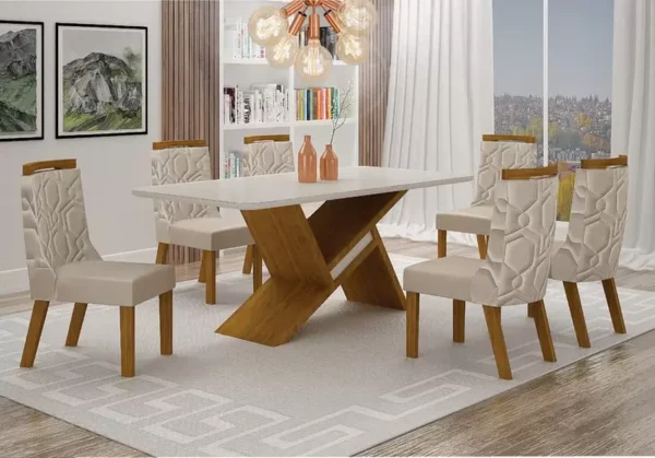 Sala de Jantar Completa com 6 Cadeiras Tampo Chumbo 1,80x0,90m - Image 3