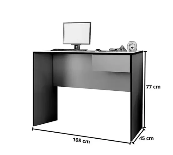 Mesa De Computador Com 1 Gaveta Amanda Cor Cacau Rud Rack - Image 3